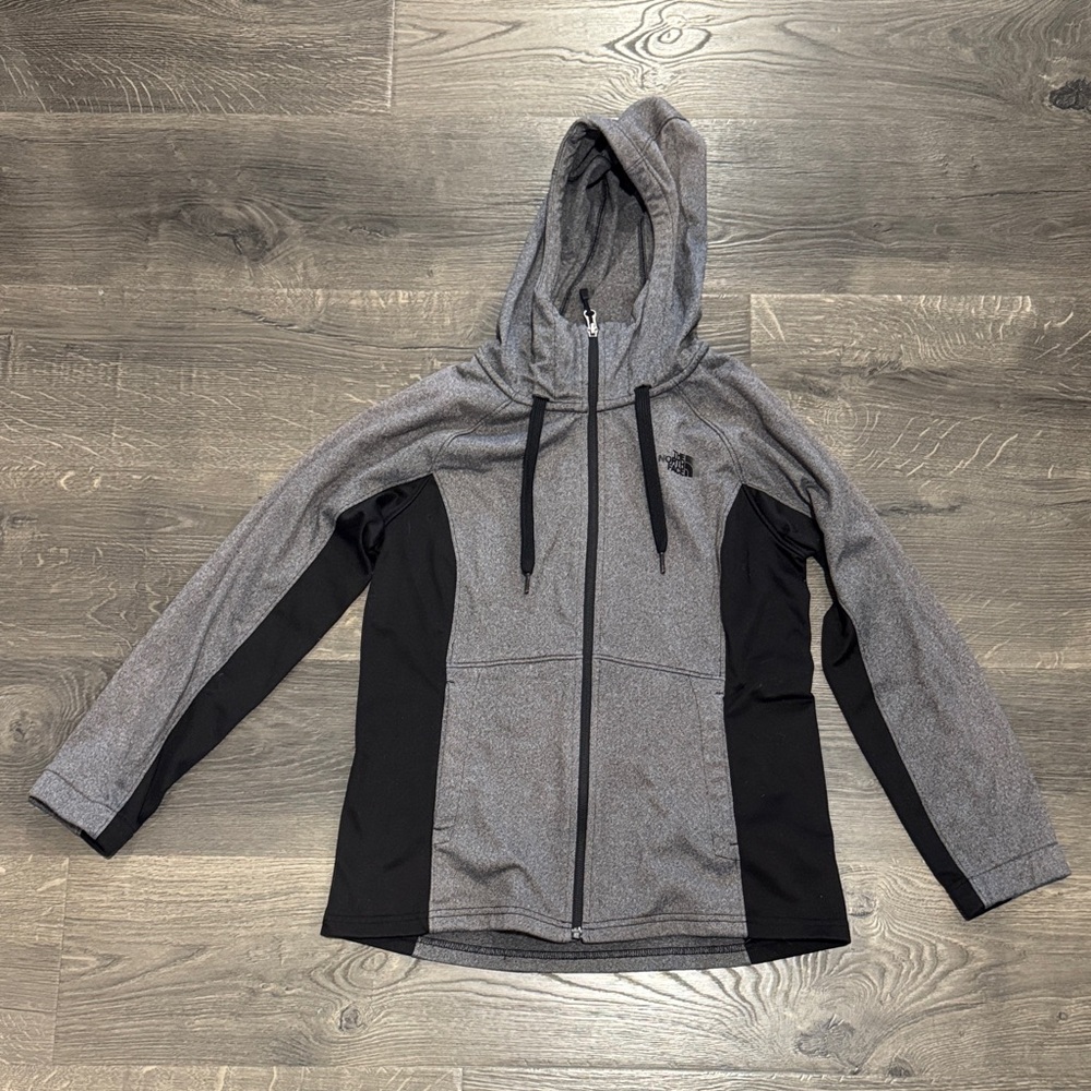 The North Face Gray and Black Women's Zip-Up Hooded Jacket